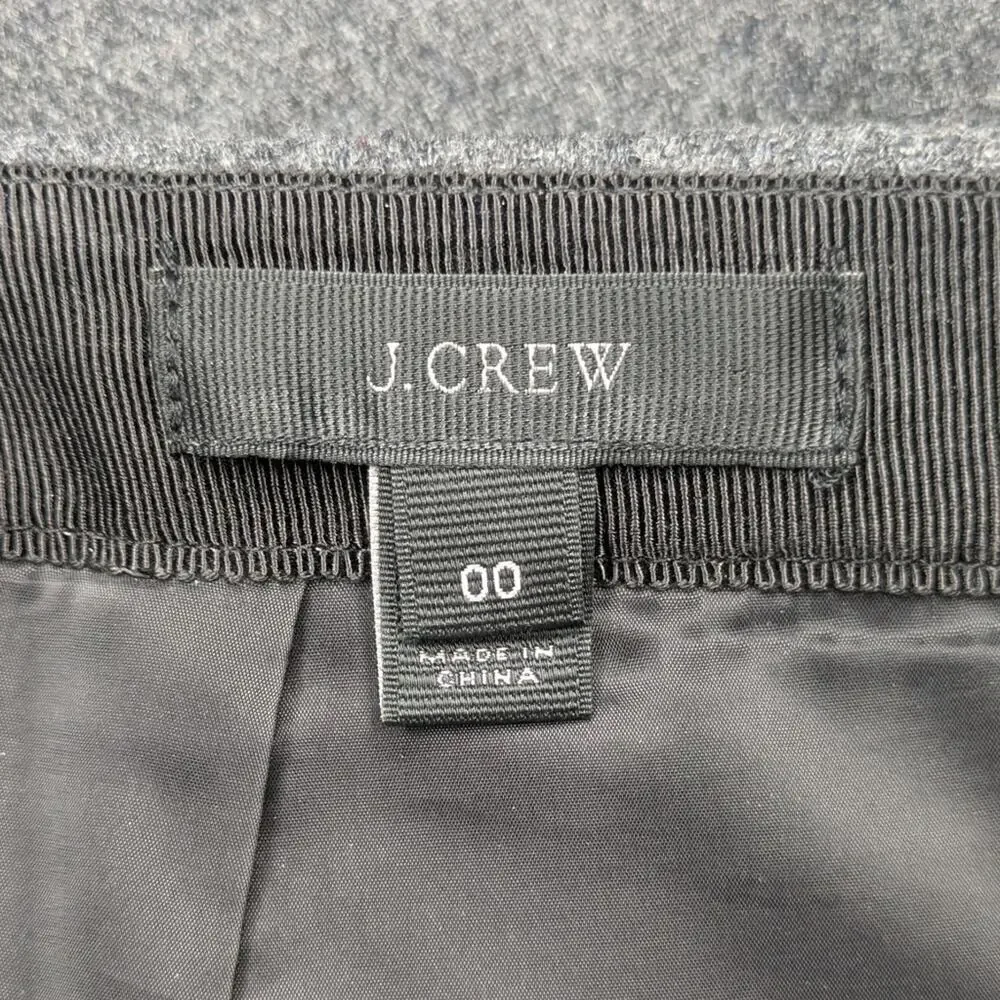 J. Crew gray wool blend faux wrap sequined mini skirt holiday back zip size 00